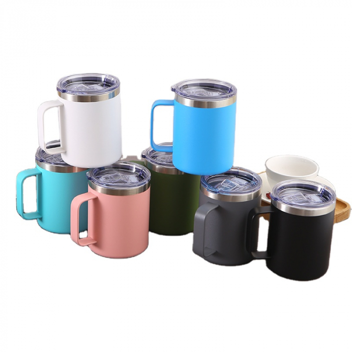 Custom Color logo Office Cup Double Wall Vacuum Insulation Stainless Steel Coffee Mug with Lid product image